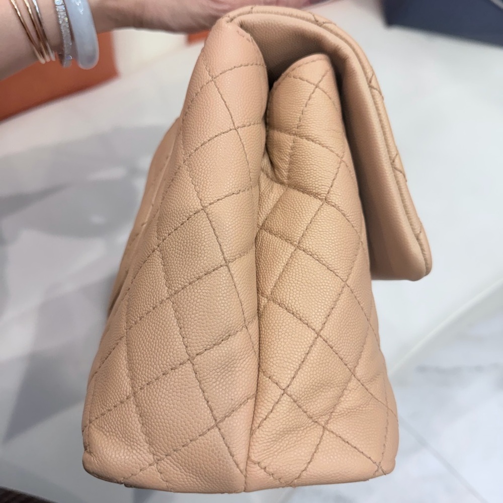 CHANEL Tan Quilted Shoulder Bag 7.1" x 11.4" x 4.7" measure - Picture 7 of 16